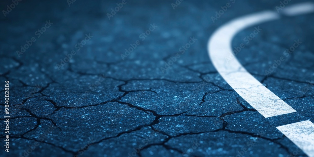 Obraz premium A textured asphalt freeway paved path with stripes that divide it.