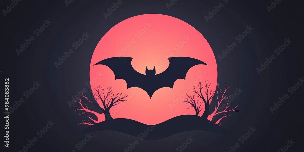 art of bat on moon with dark background art of bat on moon with dark background