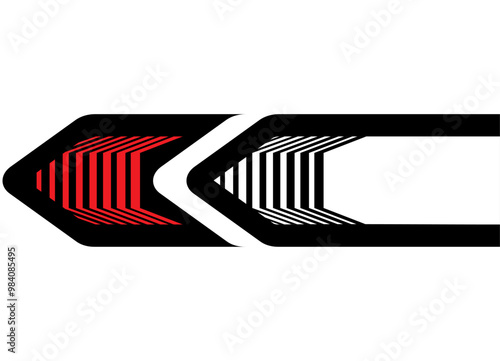 Sports stripe. Striped pattern in the form of an arrow. Red and black Strict vector background