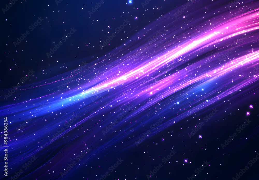 Fototapeta premium Neon Star Trails in the Night Sky with Cosmic Glow