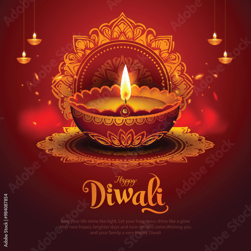 Indian festival of lights Happy Diwali, holiday Background, Diwali celebration greeting card, abstract vector illustration design.