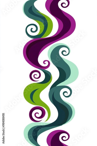 Abstract Swirling Pattern with Green, Purple, and Blue Colors
