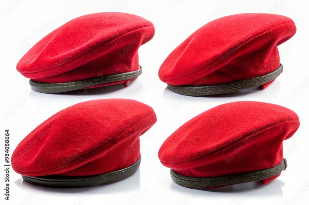 Red Army Beret Hat from Various Angles - Fashion Accessory Rendering Red Army Beret Hat from Various Angles - Fashion Accessory Rendering