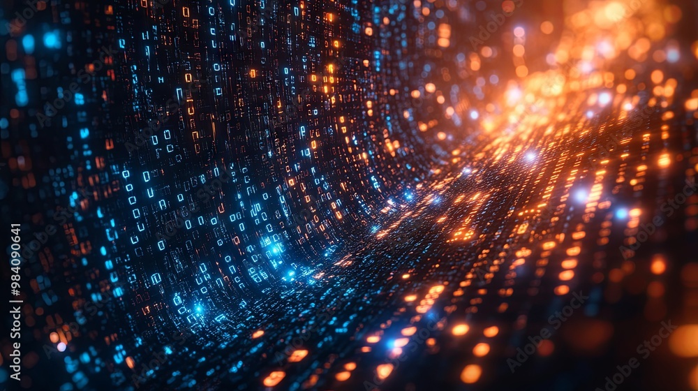 Abstract futuristic cyberspace with binary code Abstract futuristic cyberspace with binary code