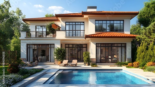 Modern Villa with Pool and Lush Garden