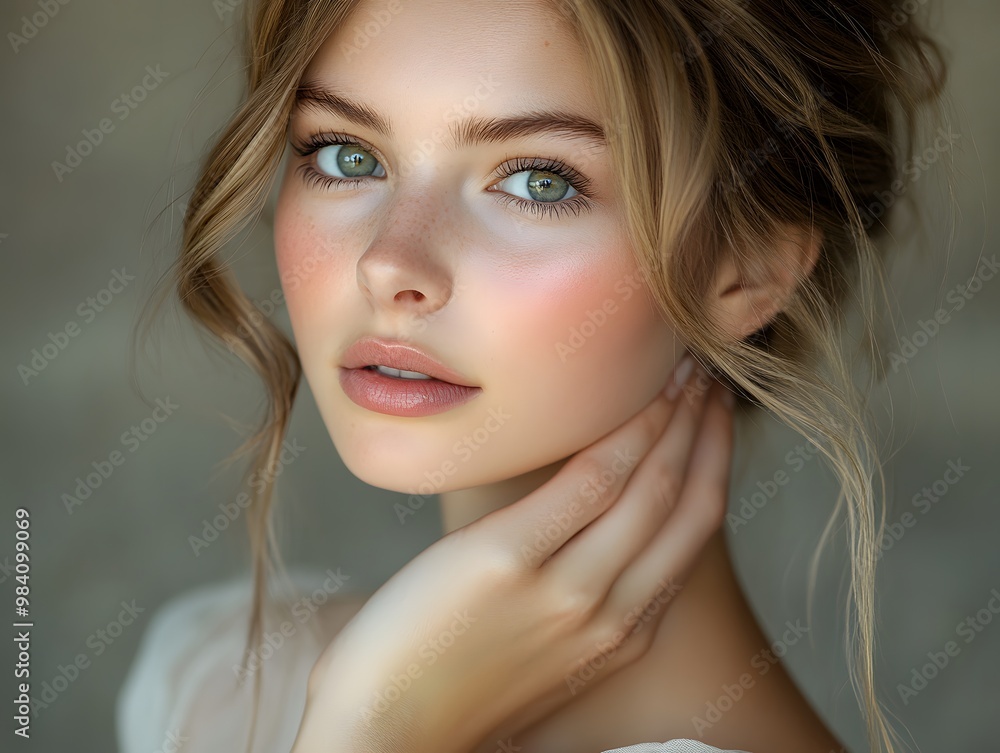 Fototapeta premium Beautiful Portrait of a Young Woman with Soft Features
