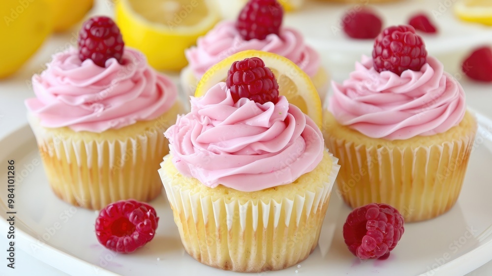 Moist lemon cupcakes with raspberry buttercream frosting Moist lemon cupcakes with raspberry buttercream frosting
