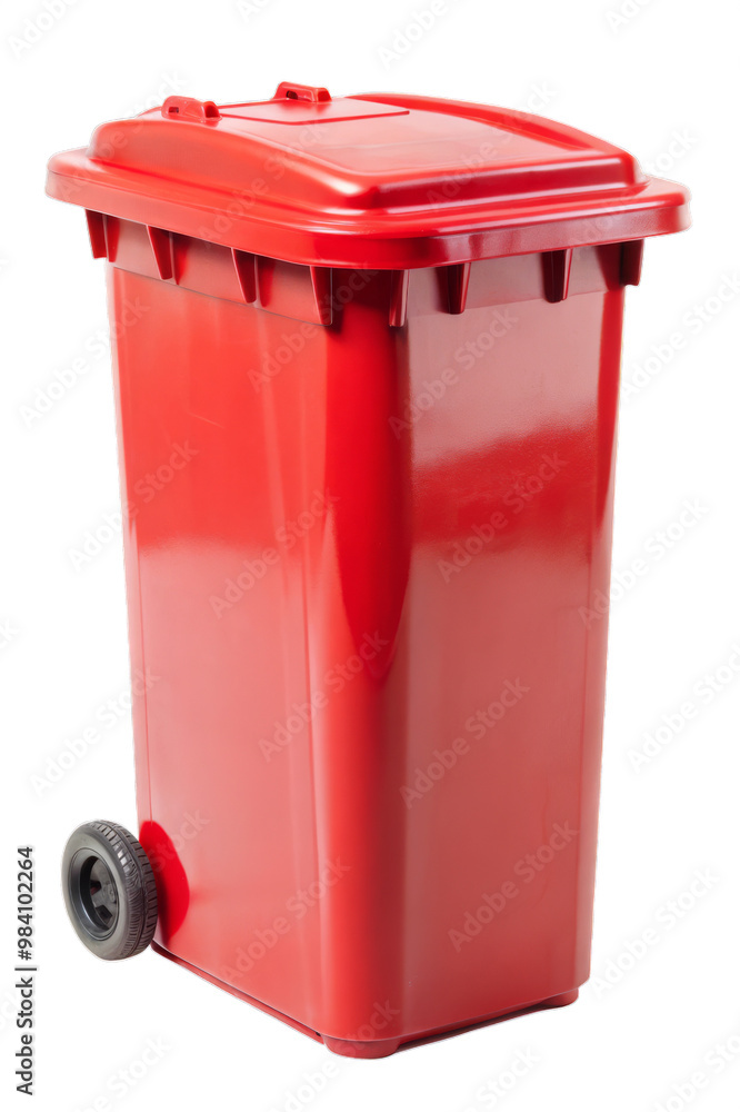 Red Wheelie Waste Bin Isolated on Transparent Background Red Wheelie Waste Bin Isolated on Transparent Background