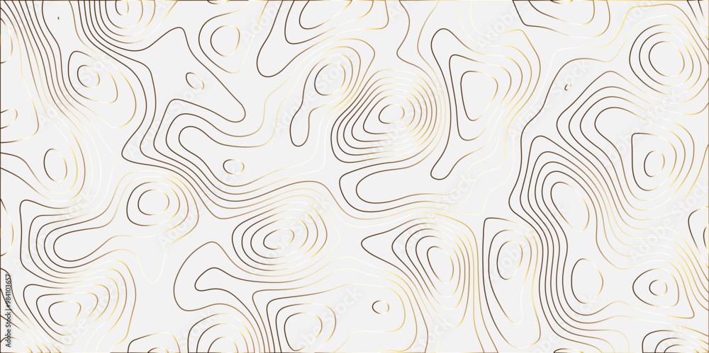 Fototapeta premium Topographic canyon geometric map relief texture with curved layers and shadow. abstract White background with a beautiful pattern, Topographic contour lines vector map seamless pattern vector. 