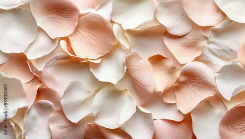 A close-up shot of delicate, soft rose petals in a vibrant, peachy hue.