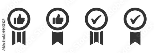 Approval check graphic vector icons set. Approval icon