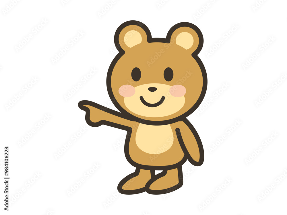 指をさすかわいいくまさんのイラスト 指をさすかわいいくまさんのイラスト