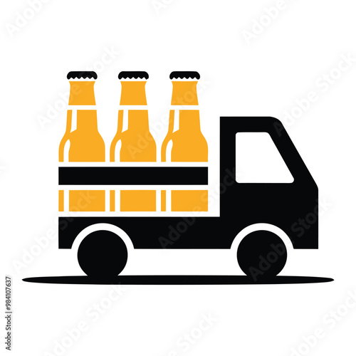 Delivery Truck with Beer Bottles Icon