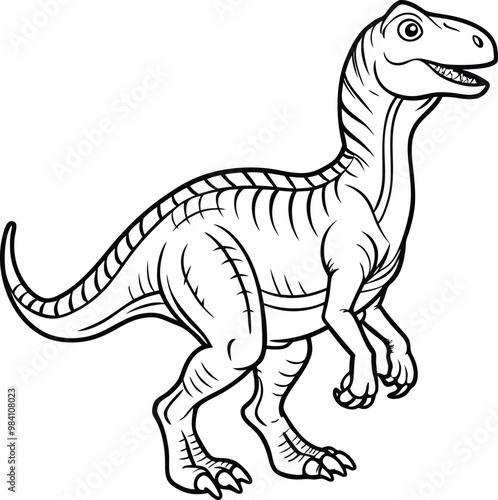 dinosaur line art vector illustration silhouette, Print