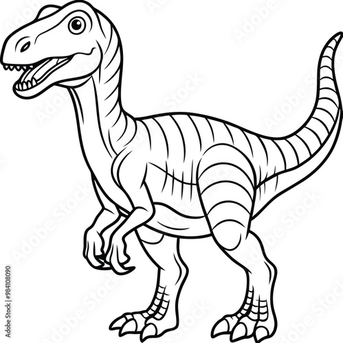 dinosaur line art vector illustration silhouette, Print
