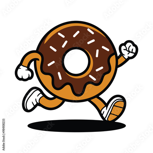 Brown Doughnut with Sprinkles Running Illustration