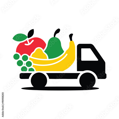 Fresh Fruit Delivery Service Truck Vector Illustration