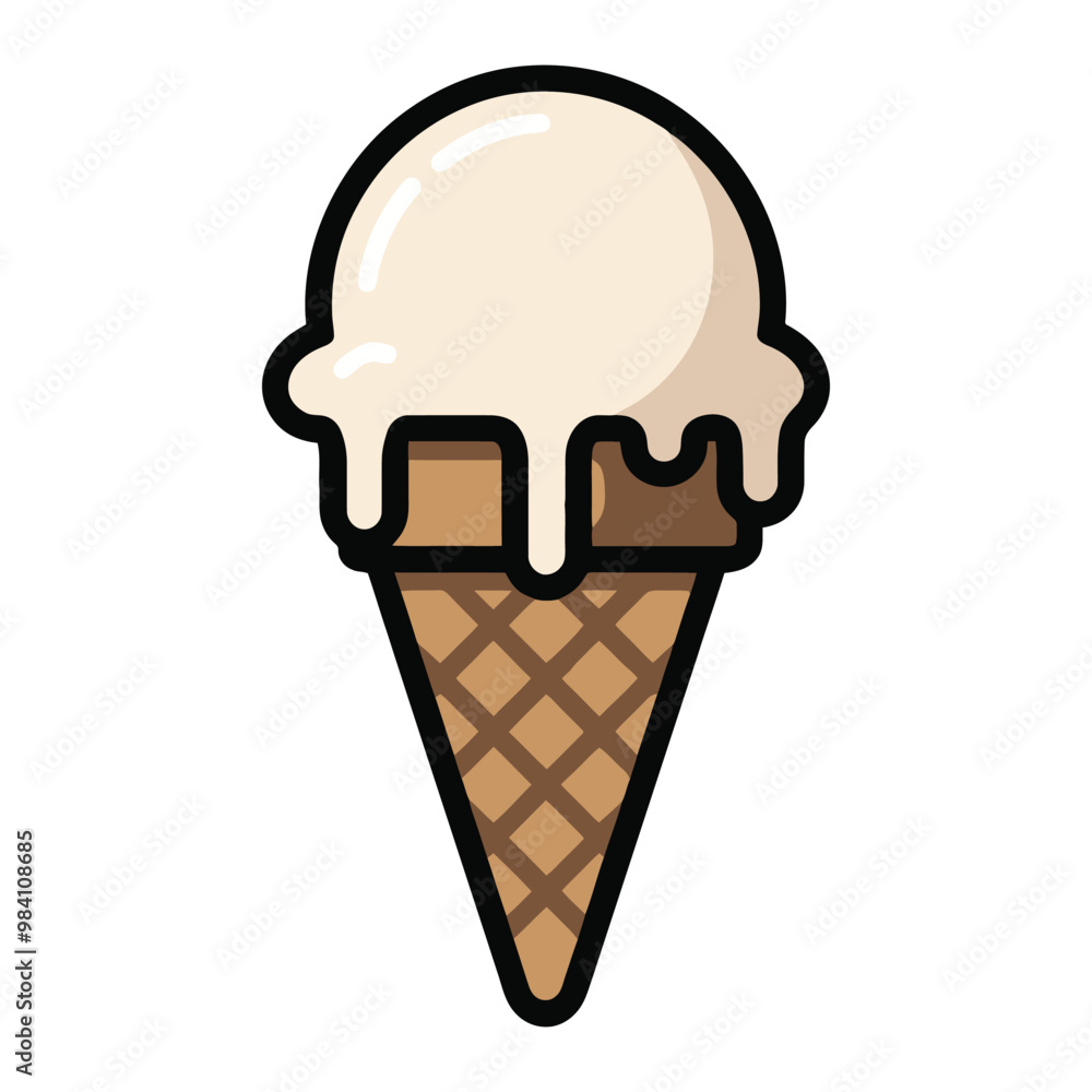 Vanilla Ice Cream Cone Illustration Vanilla Ice Cream Cone Illustration