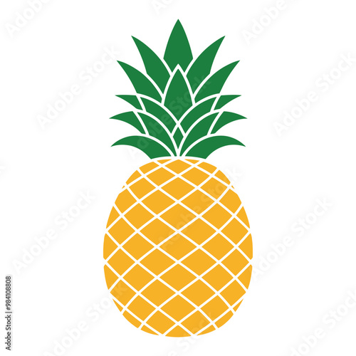 Pineapple Icon - Flat Tropical Fruit Illustration