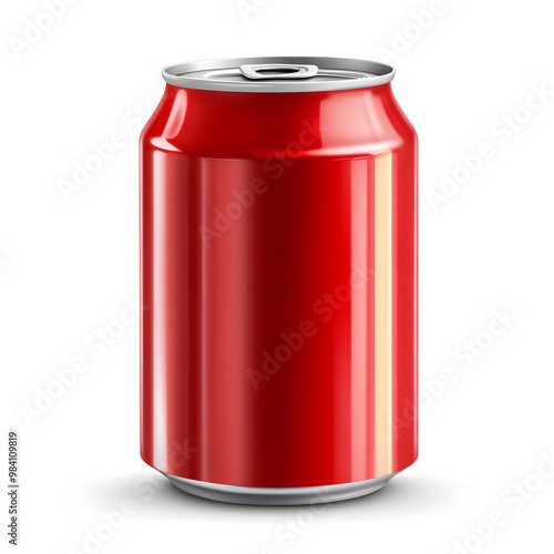 Red soda can realistic mock up isolated on white background 