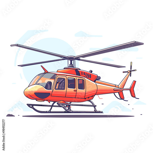 Helicopter Vector illustration in flat cartoon style on white background.