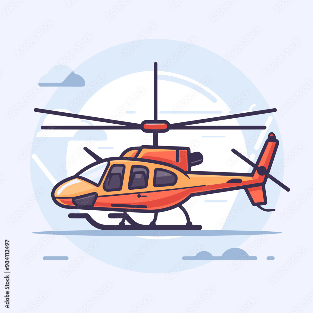 Helicopter vector illustration in flat cartoon style. Helicopter rescue service. Helicopter vector illustration in flat cartoon style. Helicopter rescue service.