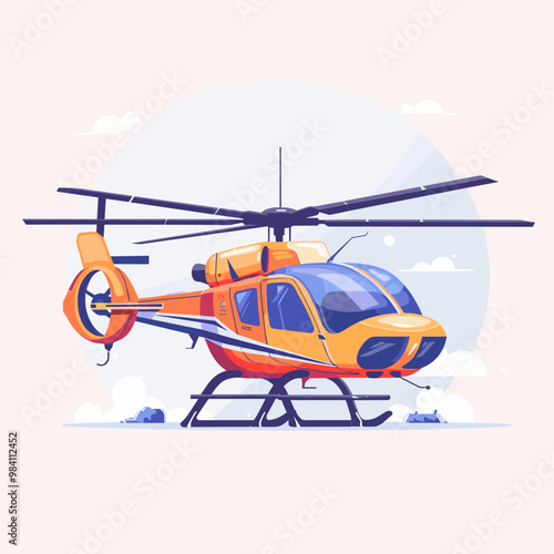 Helicopter vector illustration in flat cartoon style. Helicopter rescue service.