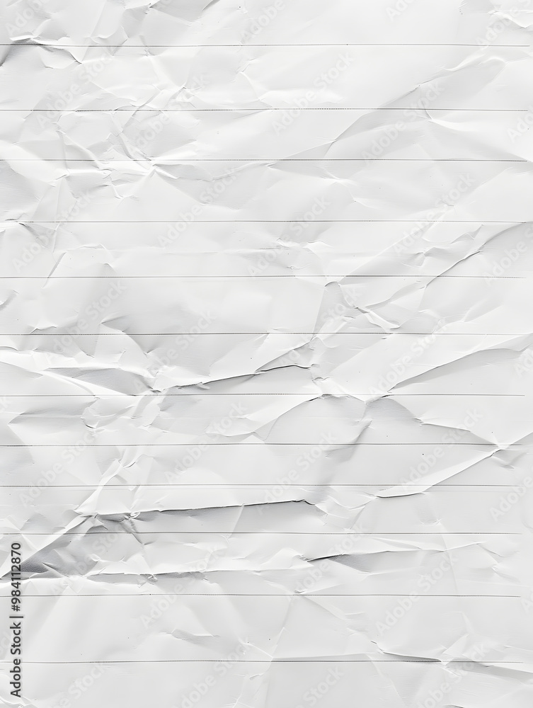 Fototapeta premium White crumpled paper isolated on white background. Wrinkles and irregular folds form intricate textures 