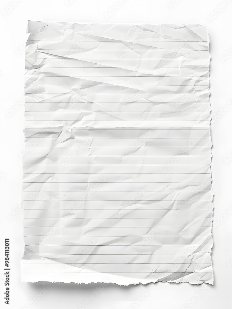 Obraz premium White crumpled paper isolated on white background. Wrinkles and irregular folds form intricate textures