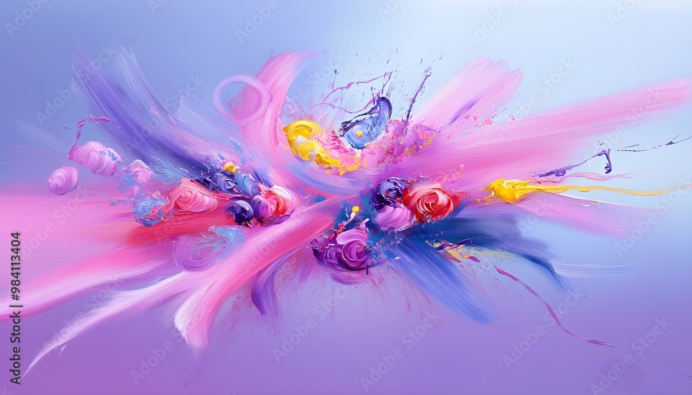 Obraz premium Explosion of vibrant hues shaping a universe of abstract forms, representing limitless imagination, Abstract imagination, Colorful fantasy world