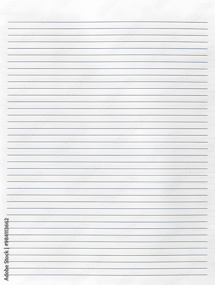 Notebook Lined Paper Background with horizontal lines neatly spaced across a clean white sheet Notebook Lined Paper Background with horizontal lines neatly spaced across a clean white sheet