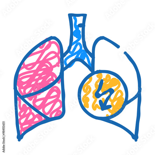 lungs cutting ache doodle icon sketch vector. lungs cutting ache sign. isolated symbol illustration