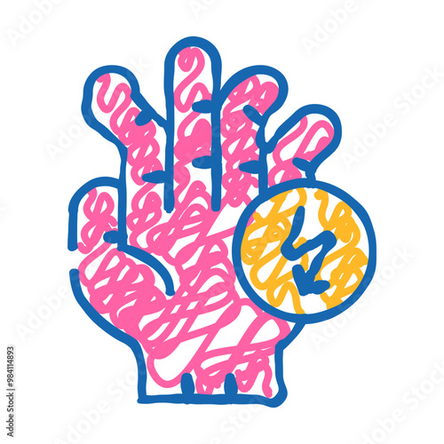 broken fingers cutting ache doodle icon sketch vector. broken fingers cutting ache sign. isolated symbol illustration