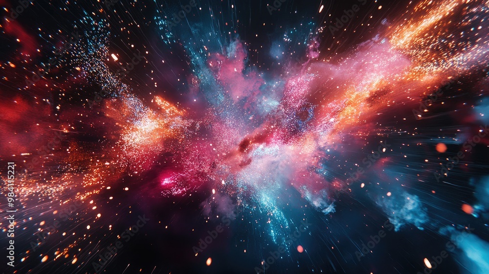 A sky filled with fireworks exploding in bursts of color during a festive night celebration A sky filled with fireworks exploding in bursts of color during a festive night celebration
