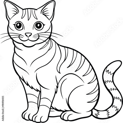 cat line art vector illustration silhouette, Print