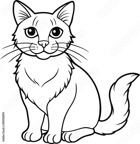 cat line art vector illustration silhouette, Print