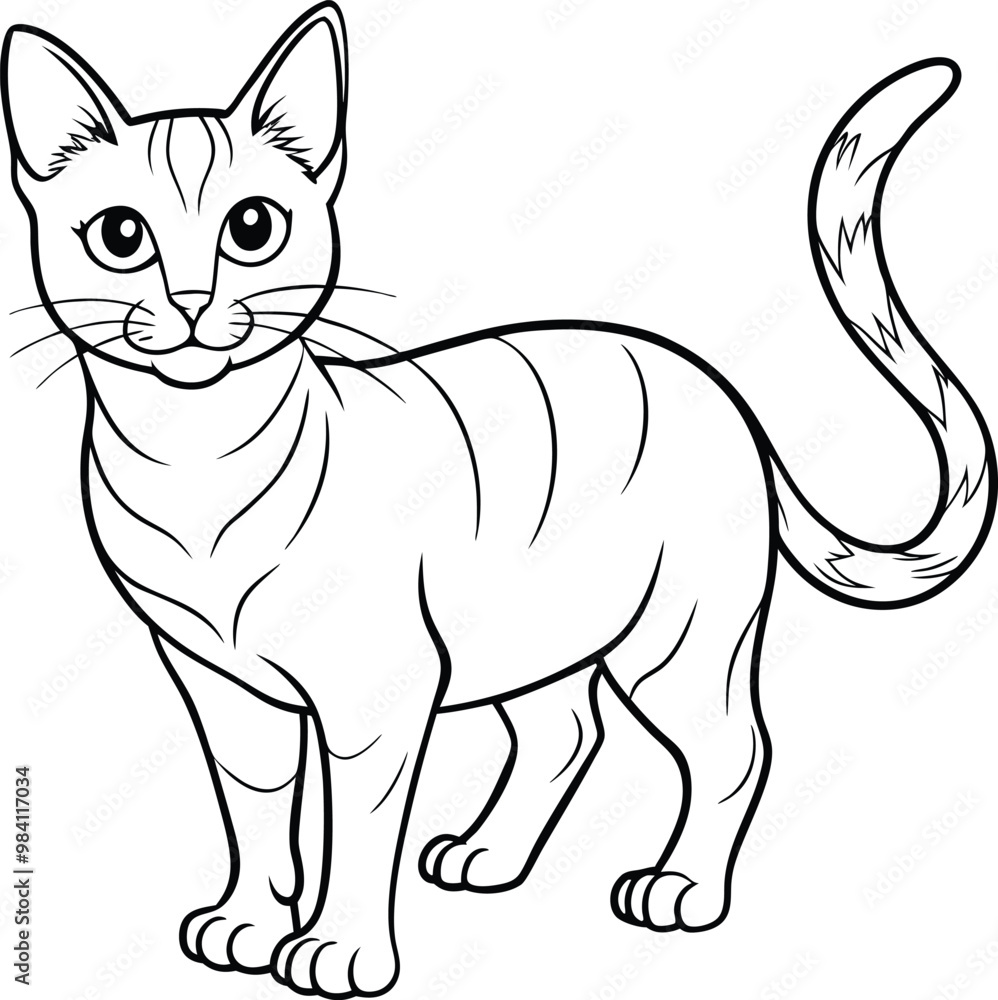 cat line art vector illustration silhouette, Print cat line art vector illustration silhouette, Print