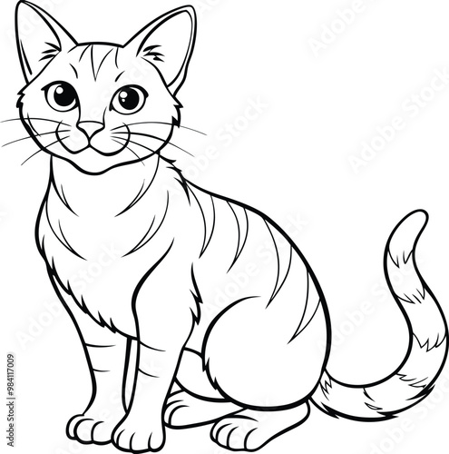 cat line art vector illustration silhouette, Print
