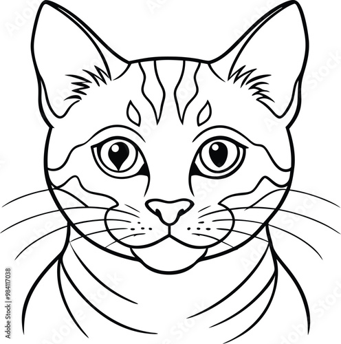 cat line art vector illustration silhouette, Print