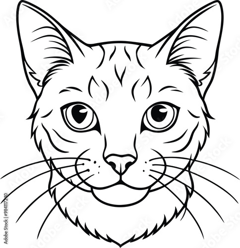 cat line art vector illustration silhouette, Print