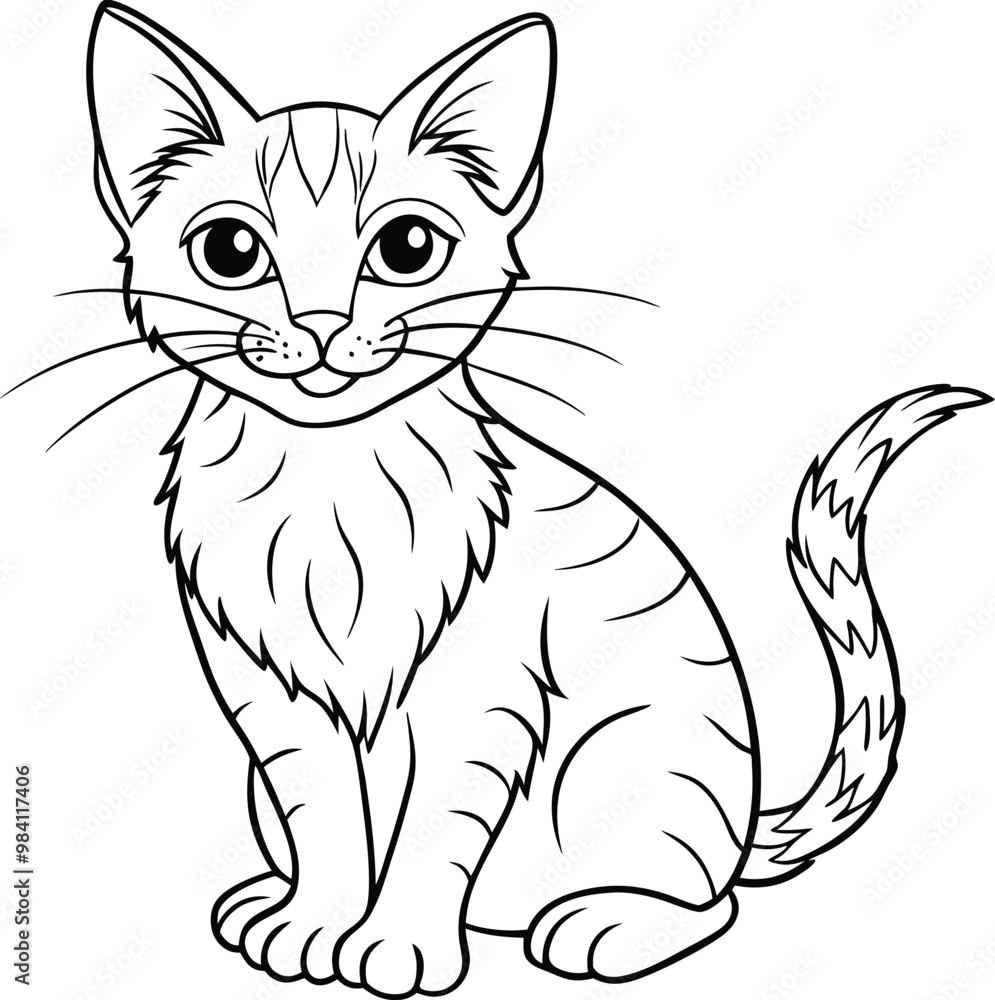 cat line art vector illustration silhouette, Print cat line art vector illustration silhouette, Print