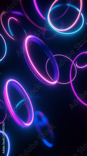 Abstract neon rings in dark space hd phone wallpaper