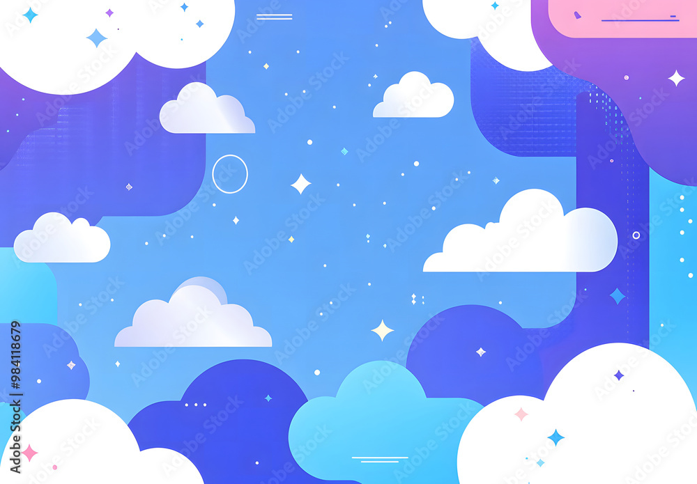 Colorful Futuristic Cityscape Floating in Dreamy Clouds Colorful Futuristic Cityscape Floating in Dreamy Clouds