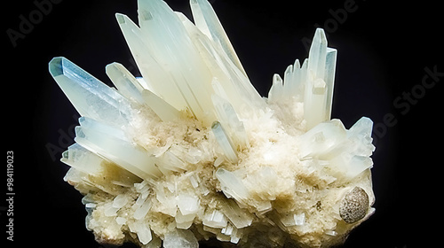 Danburite is rare precious natural geological stone on gradient background in low key, isolate. AI generated. photo