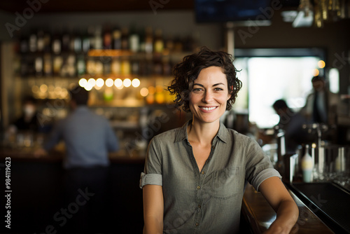 Classic bar pub with professional bartender barkeeper barman, Generative AI illustration photo