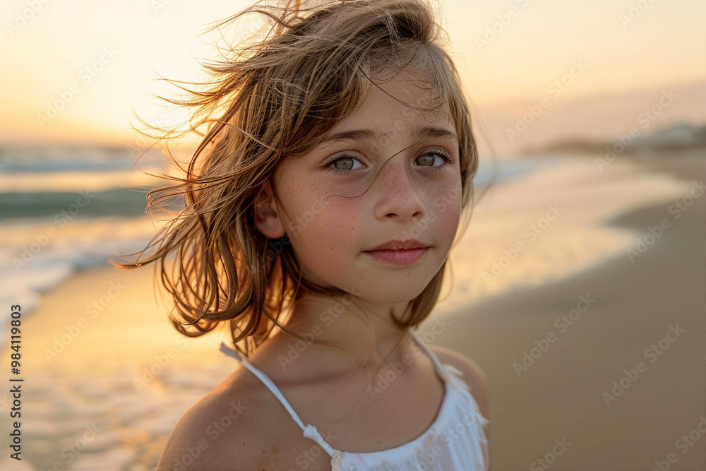 Summer vacation on a sunny beach with waves in the background generative AI Summer vacation on a sunny beach with waves in the background generative AI