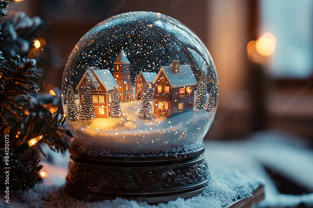 Enchanted Winter Village Snow Globe - Christmas Decor Enchanted Winter Village Snow Globe - Christmas Decor