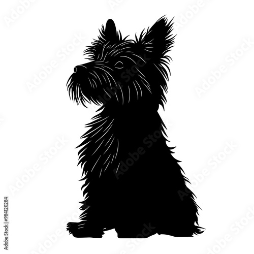 vector silhouette of a Australian Terrier