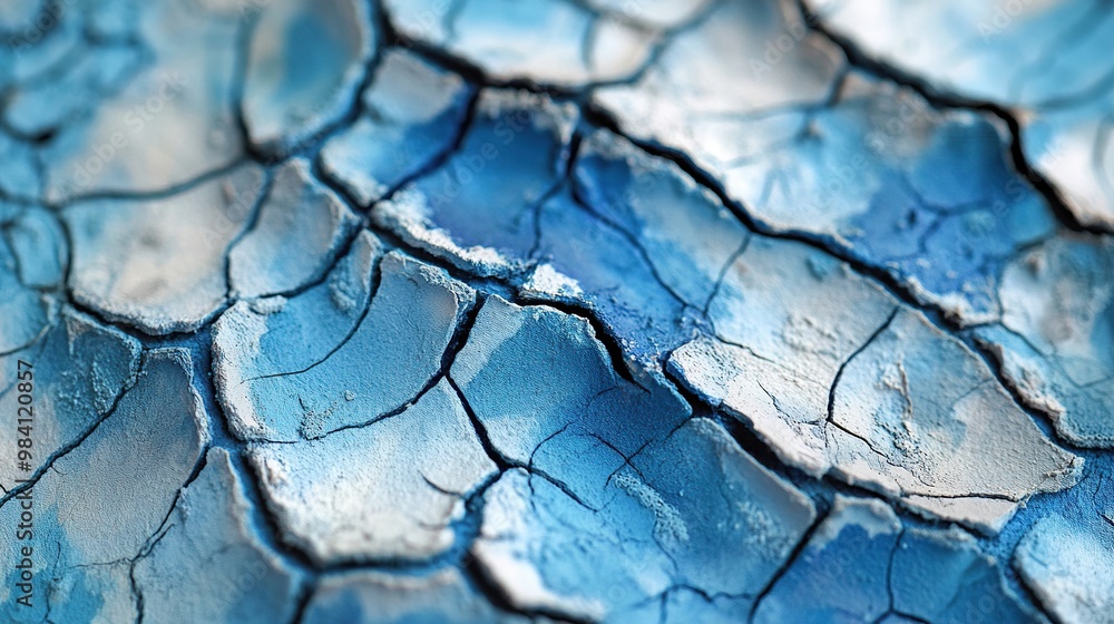 Close-up of cracked blue surface, resembling dried mud or paint. Close-up of cracked blue surface, resembling dried mud or paint.