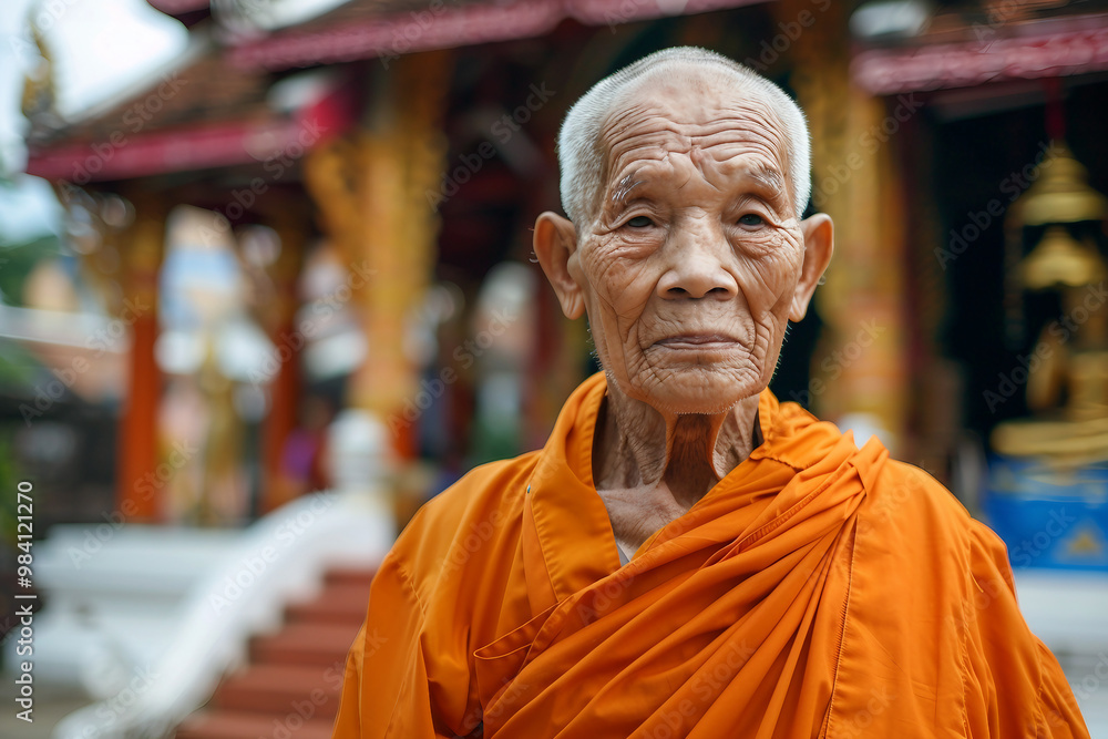 Generative AI image of monk meditating peace and harmony Generative AI image of monk meditating peace and harmony